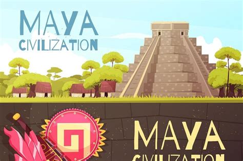 Maya Civilization Banners Set Maya Civilization Maya Vector