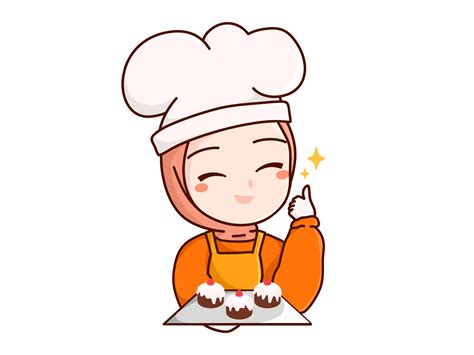 Bakery Logo Muslim Cute Girl Chef Hijab Graphic By Musbila · Creative