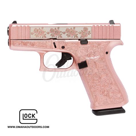 Glock N Roses 43X Full Pink Custom Engraved Omaha Outdoors