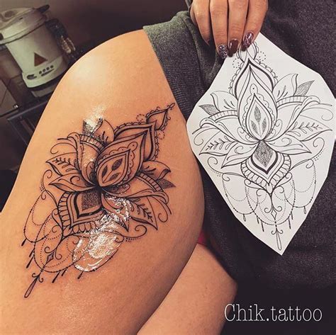 Mandala Design Tattoo Mandalatattoo Cute Thigh Tattoos Hip Thigh Tattoos Girl Thigh Tattoos