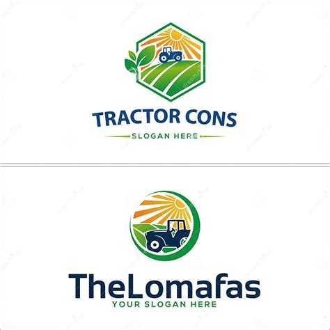 Agriculture Business Service Tractor Farm Logo Design Stock Vector