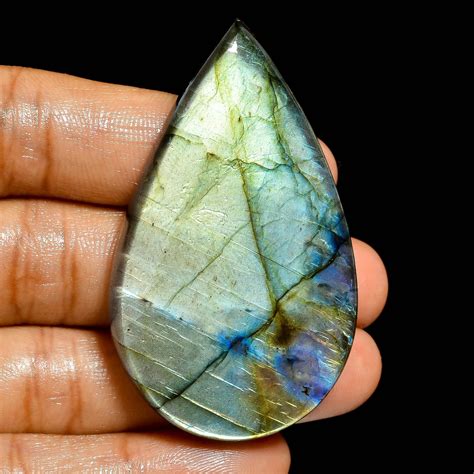 54X32X7 Mm Natural Labradorite Pear Cabochon Loose Gemstone Etsy