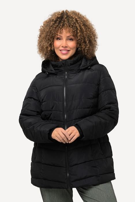 Quilted Water Repellent Coat, black | Ulla Popken