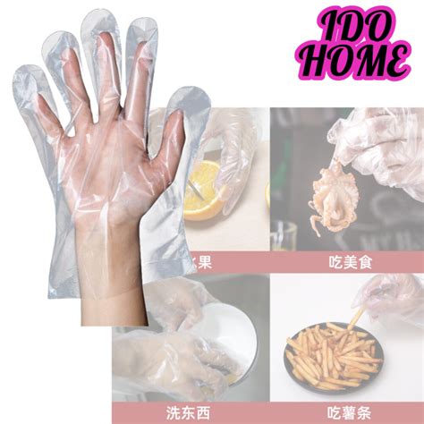 Pcs Disposable Gloves Food Grade Plastic Lazada