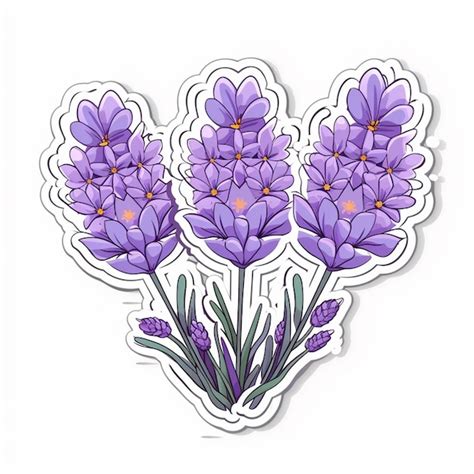 Premium AI Image A Sticker Of Purple Flowers With Green Stems And