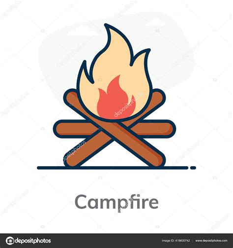 Icono Fogata Diseño Plano Fuego Aire Libre Vector de stock 419600742