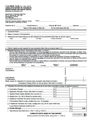 Fillable Online Fillable Online Cumulative Report Of Changes In Issued