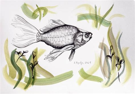 Rybka (fish) Drawing by Amelia Augustyn | Saatchi Art