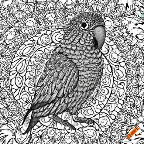 Colouring Pages For Adult Mandala Bird Image Lovebird White