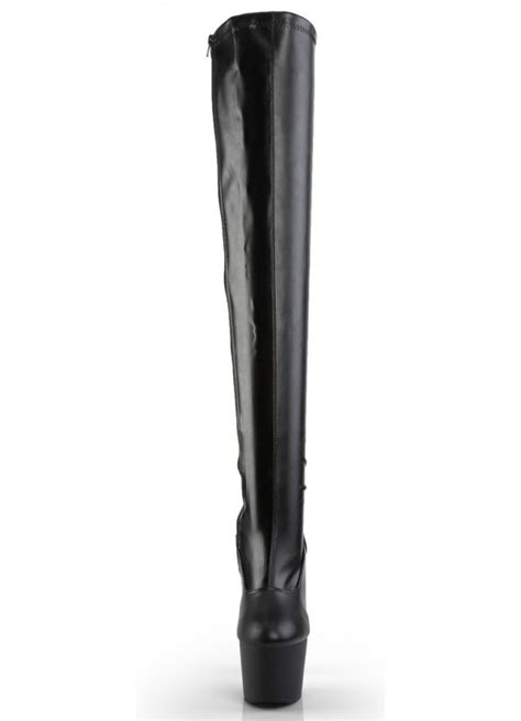 Adore Black Matte Thigh High Platform Boots