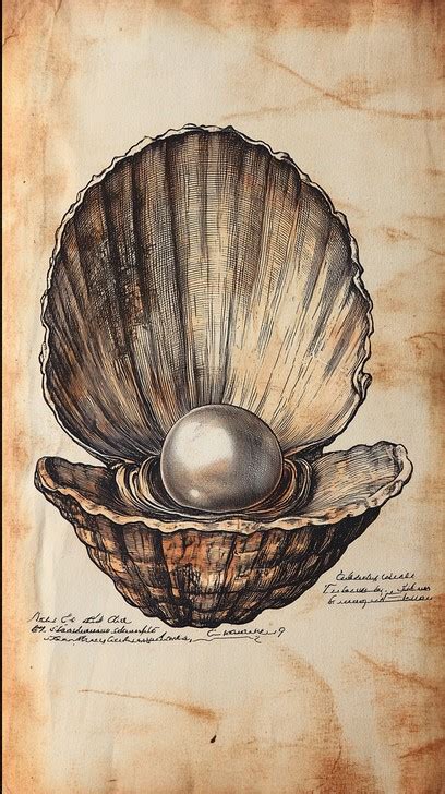 vintage shell illustration photo vintage shell pearl