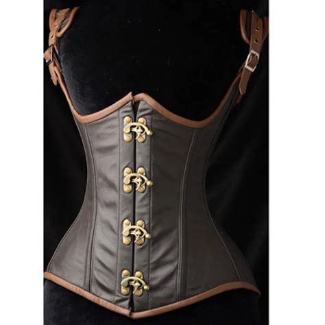 Brown Halter Steel Boned Steampunk Corset Vest Striped Gothic Clothing