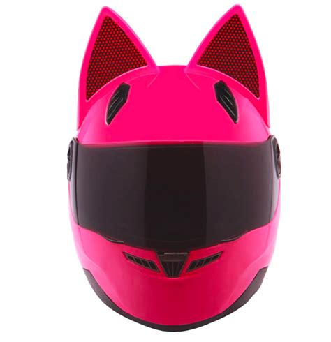 Cat Ears Motorcycle Helmet Full Face Nitrinos Helmet For Women Pink