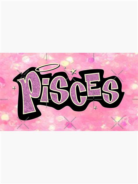 Pisces Bratz Style Iconic Pink Glitter Font Logo Cute Y2k Aesthetic