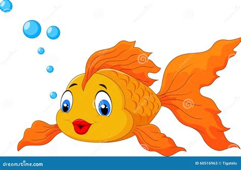 Cartoon Cute Golden Fish Isolated on White Background Stock Vector - Illustration of clear ...