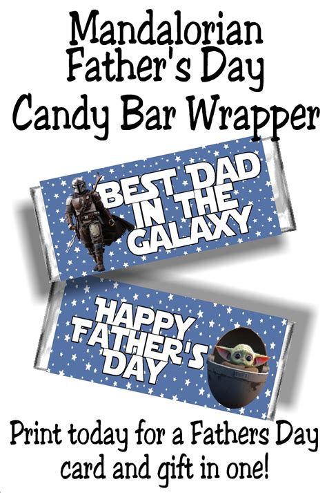 Star Wars Mandalorian Fathers Day Candy Bar Card Diy Party Mom