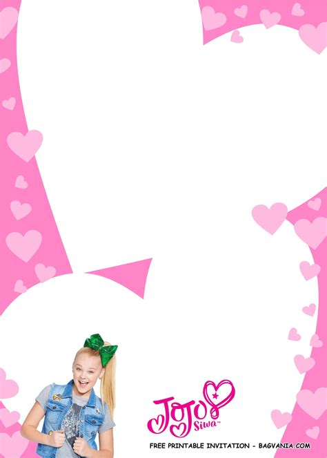 Blank Jojo Siwa Invitation Template Free