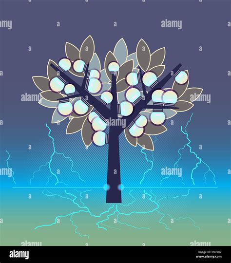 Artificial Electrical Tree Green Energy Ecology Concept Stock Photo