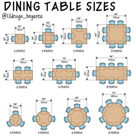 The Table Sizes Are Shown For All Kinds Of Tables And Chairs Including