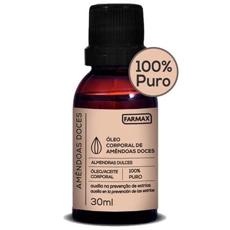 Óleo Corporal Amêndoas Doces 100 Puro Farmax 30ml Óleo Corporal