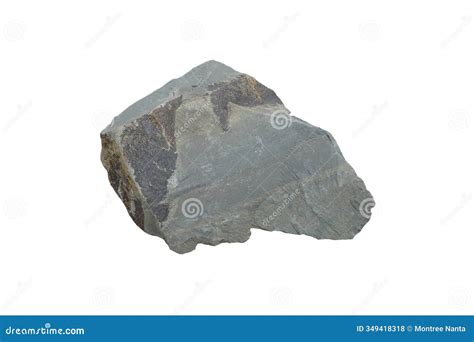 A Piece Of Gray Shale Rock Isolated On White Background Clastic