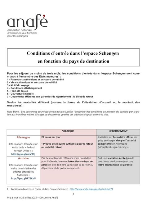 PDF Conditions dentrée dans lespace Schengen en 1 Passeport