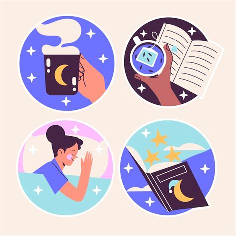 Free Vector Naive Night Stickers Collection