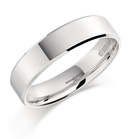 18ct White Gold Gents Flat Wedding Ring 5mm