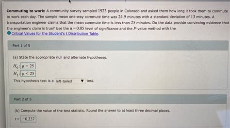 Solved Commuting To Work A Community Survey Sampled 1923 Chegg