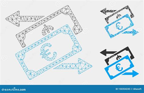 Eurogeldumtausch Vektor Mesh Network Model Und Dreieck Mosaik Ikone