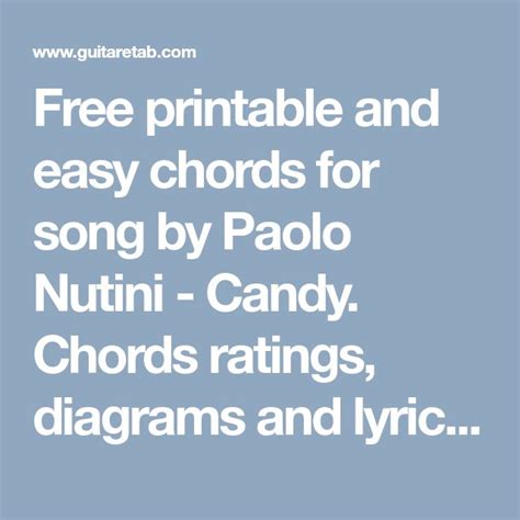 Johnny Cobb News: Paolo Nutini Candy Lyrics Chords