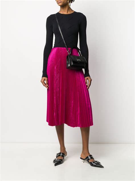 Balenciaga Pleated Mid Length Skirt Pink Farfetch