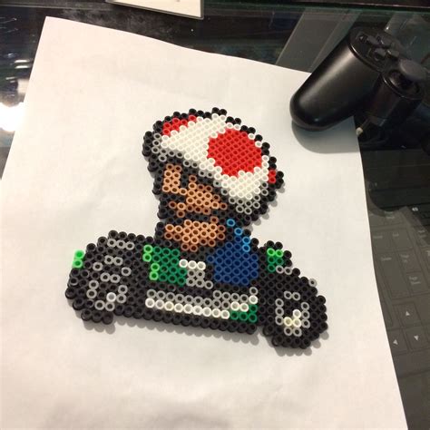 A Mario Kart Toad For My Buddy Perler Bead Patterns Mario Characters Beading Patterns