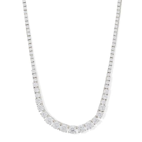 Cubic Zirconia Graduating Tennis Necklace In Solid Sterling Silver Banter