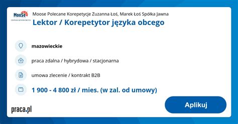 Archiwalna oferta nr 8794957 Lektor Korepetytor języka obcego