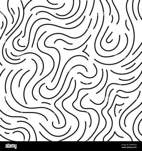 Hand Drawn Abstract Wave Lines Seamless Pattern Background Stock Vector