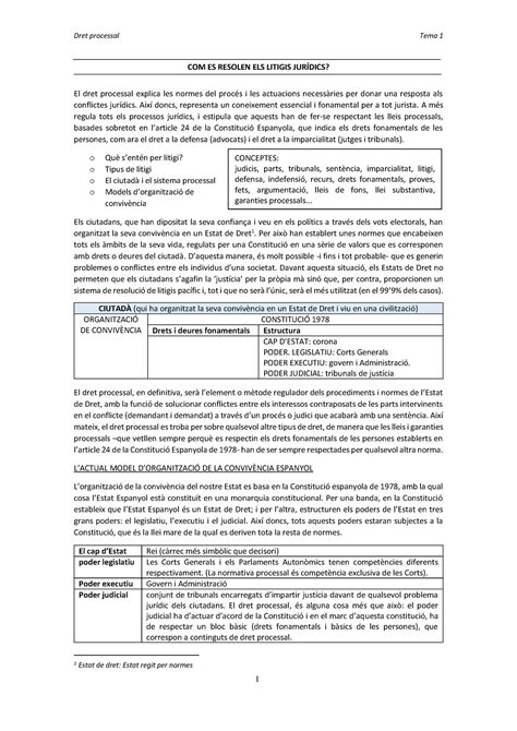 DRET Processal 1r curs ES RESOLEN ELS LITIGIS JURÍDICS El dret