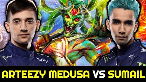 Arteezy Vs Sumail Carry Battle Medusa Vs Slark Dota Youtube