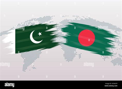 Pakistan Vs Bangladesh Flags Islamic Republic Of Pakistan Vs