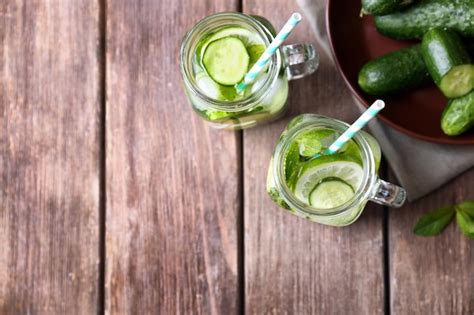 Premium Photo Delicious Refreshing Water With Mint And Cucumber In