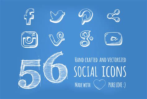 56 Free Hand Drawn Social Media Icons GraphicsFuel