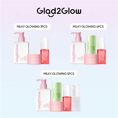 Jual Glad2Glow All In 1 Milky Glowing Skincare Set 3pcs 4pcs 5pcs