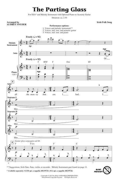 The Parting Glass Sheet Music Direct