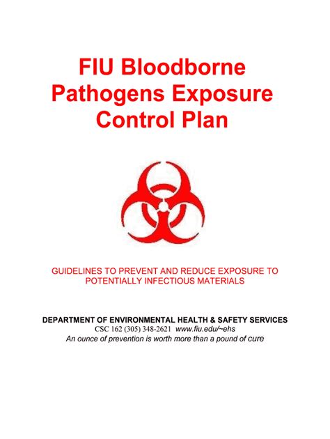 Fillable Online Fiu Bloodborne Pathogens Exposure Control Plan Fax