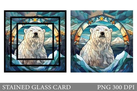 Stained Glass Polar Bear Card Design Graphic By Shishkovaiv Creative