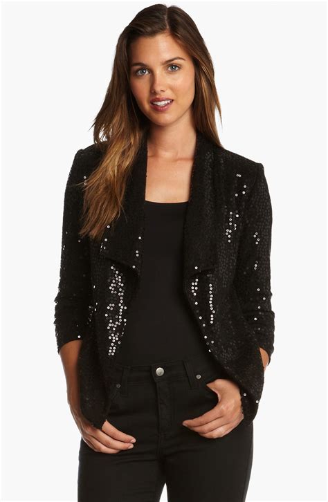 Karen Kane Noir Sequin Jacket Nordstrom