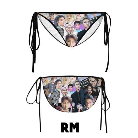Options BTS Bias Collage Print String Bikini Bottoms Tie Bottoms Only K Pop Inspired Fashion