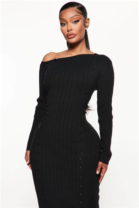 Kassidy Sweater Maxi Dress Black Fashion Nova Dresses Fashion Nova