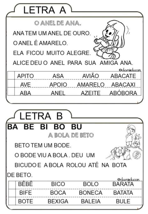 Ficha De Leitura Para 1 Ano Letra B Image To U