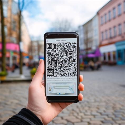 Smartphone En La Mano Con C Digo Qr En La Pantalla El C Digo Qr Es La